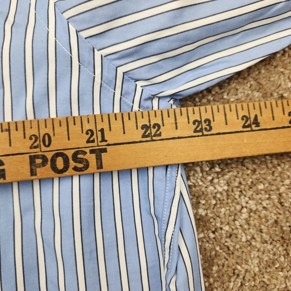 Lacoste Mens Blue White Striped Long Sleeve Button Down Shirt Size 42 L - Picture 5 of 6